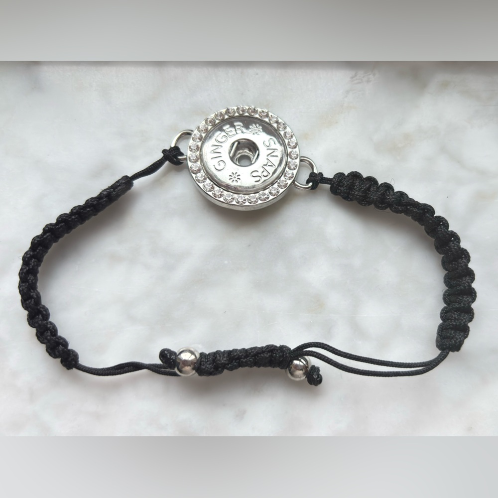 Ginger Snaps Rhinestone Snap Charm Holder Adjustable Bracelet
